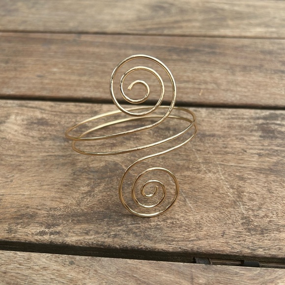 Gold Spiral Bangle Armlet Arm Jewelry Metallic Upper Arm Cuff Bracelet Bangle - Picture 3 of 8